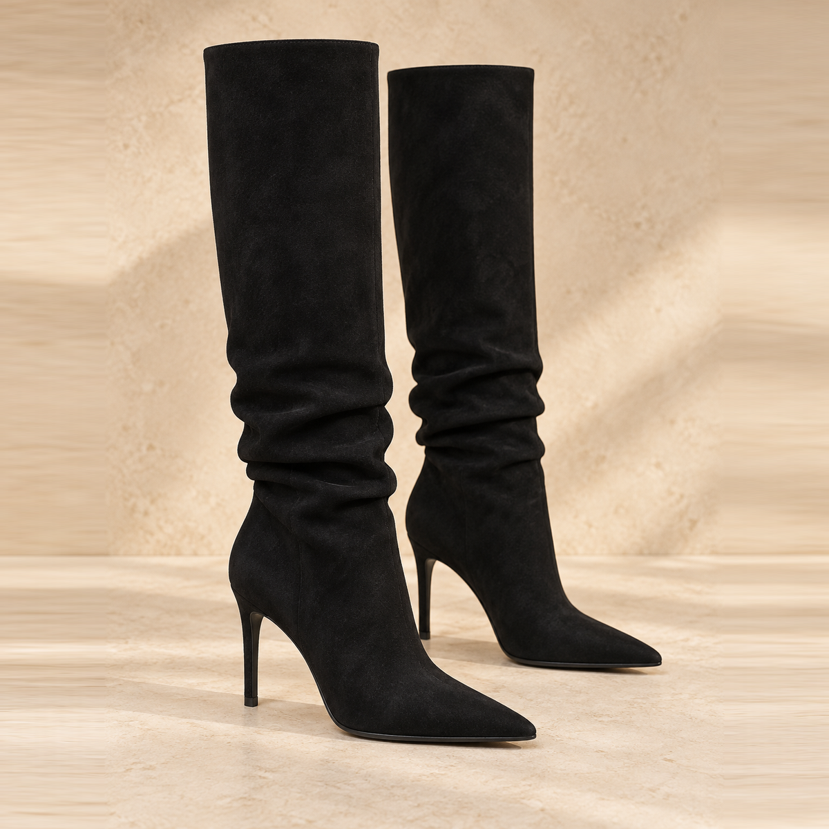Bottes en suède à talon fin — Valentine