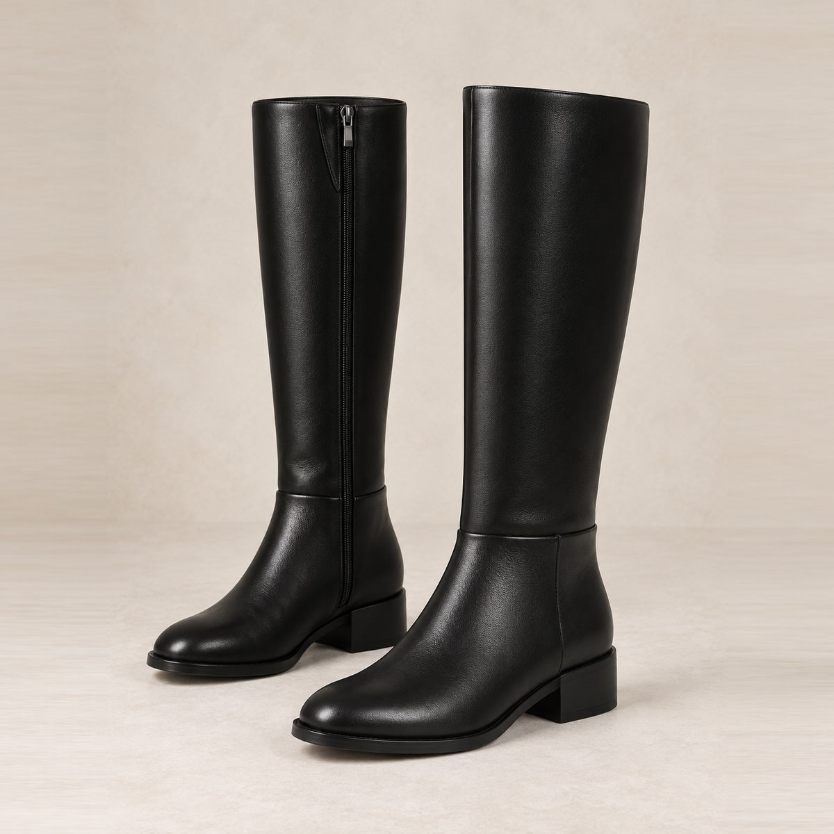 Bottes hautes en cuir à fermeture zippée — Diane