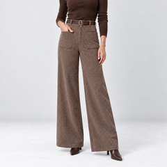 Pantalon évasé en laine à microcarreaux — Ariane