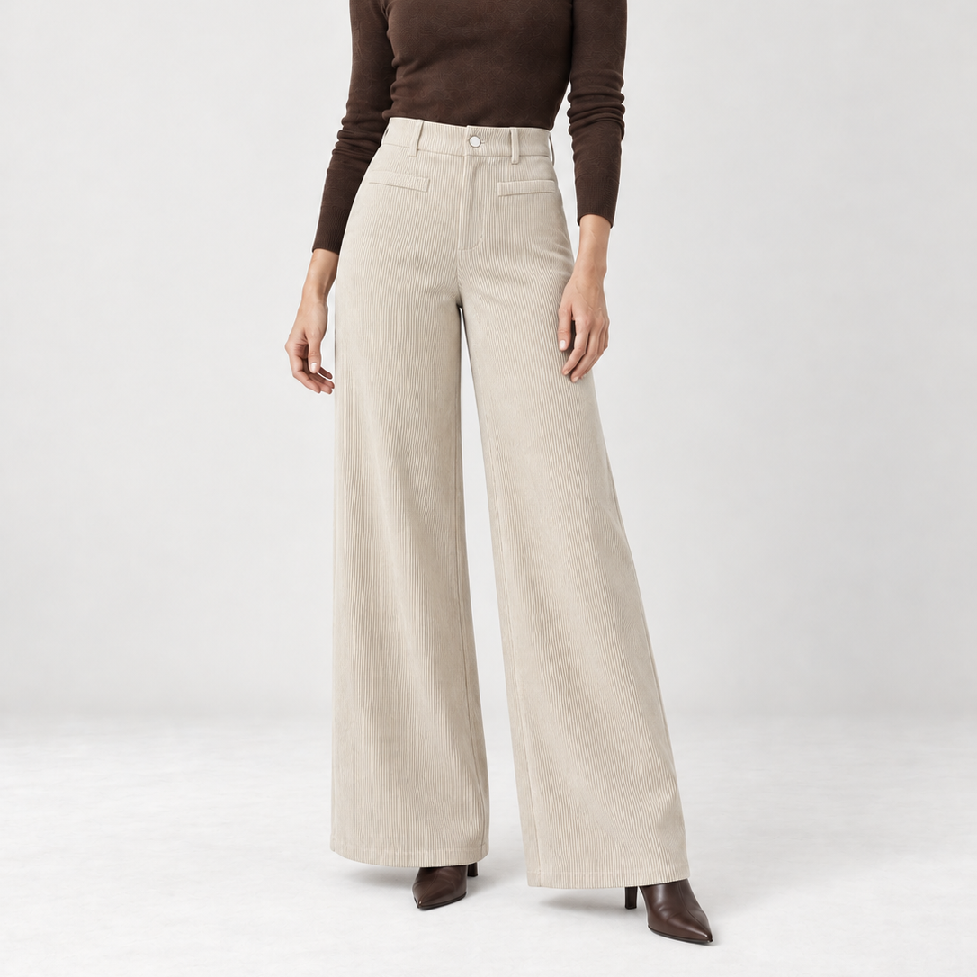 Pantalon palazzo en velours côtelé — Léa