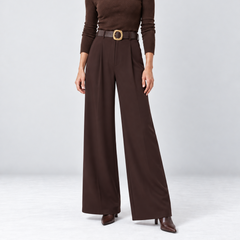 Pantalon large à plis chocolat — Marie