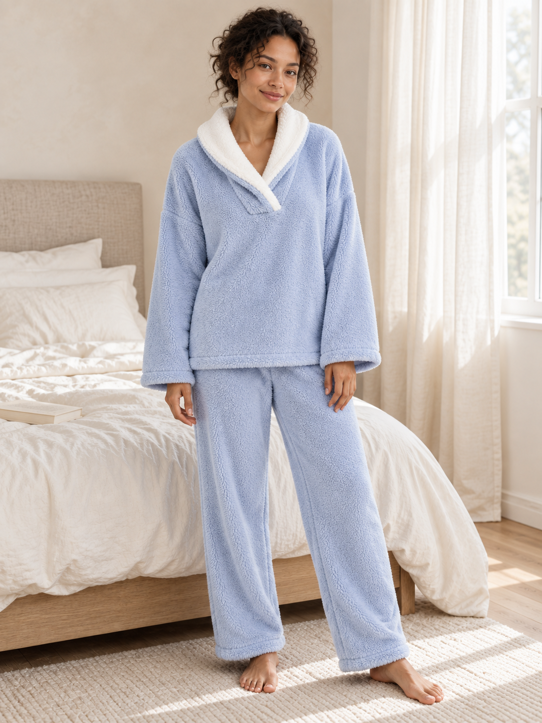 Pyjama polaire 2 pièces à col châle — Lison