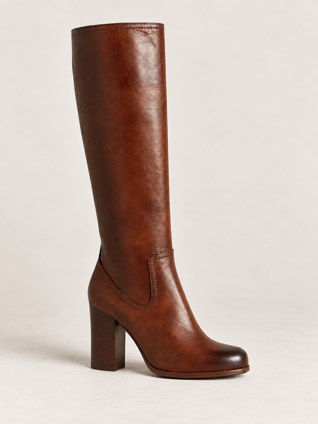 Bottes hautes en cuir à talon bloc — Apolline