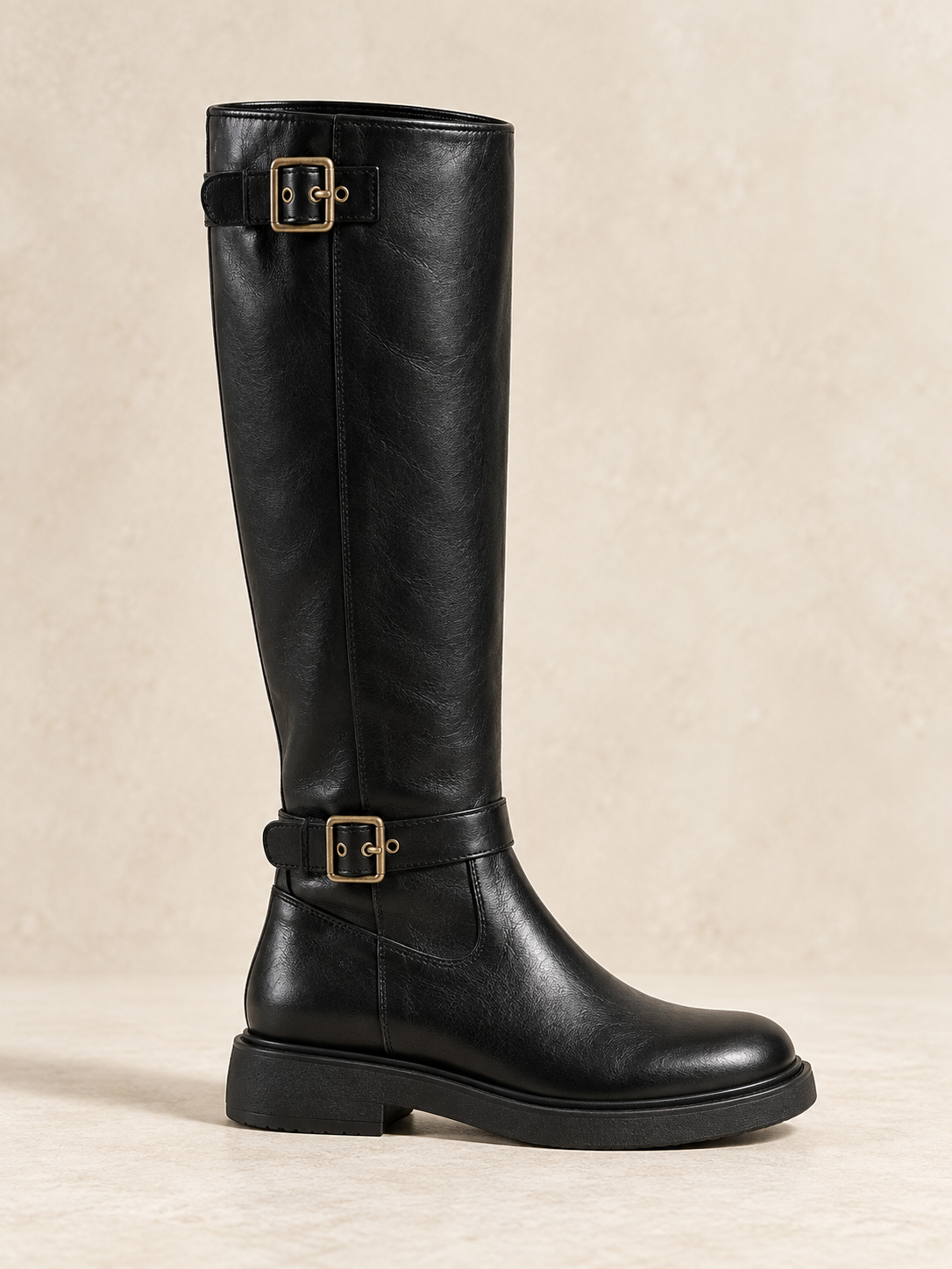 Bottes hautes en cuir à deux boucles — Mathilde