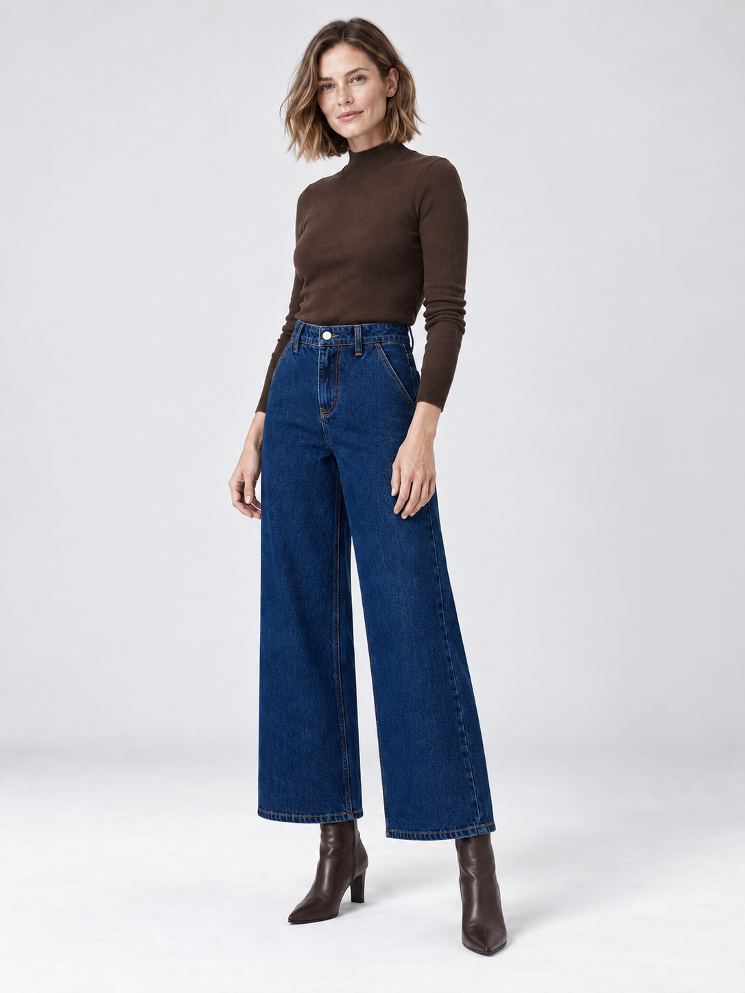 Jeans ampi lunghezza caviglia blu indaco