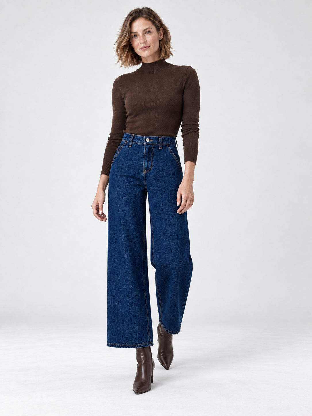 Jeans ampi lunghezza caviglia blu indaco