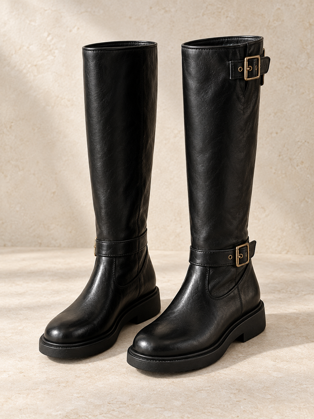 Bottes hautes en cuir à deux boucles — Mathilde