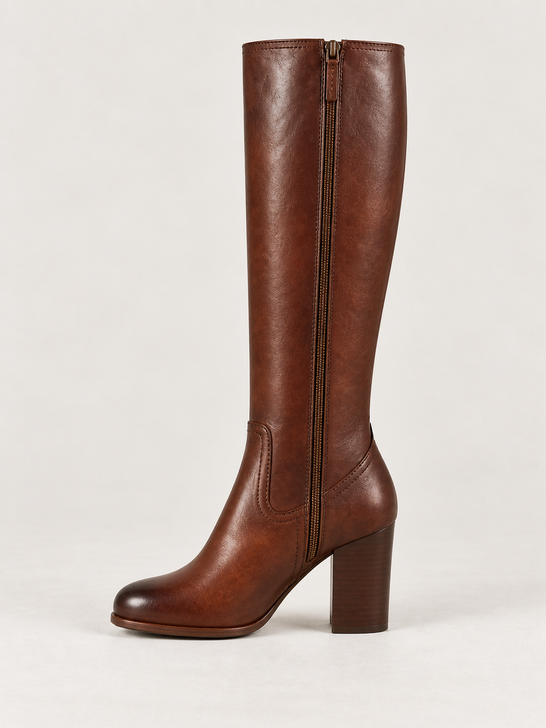 Bottes hautes en cuir à talon bloc — Apolline