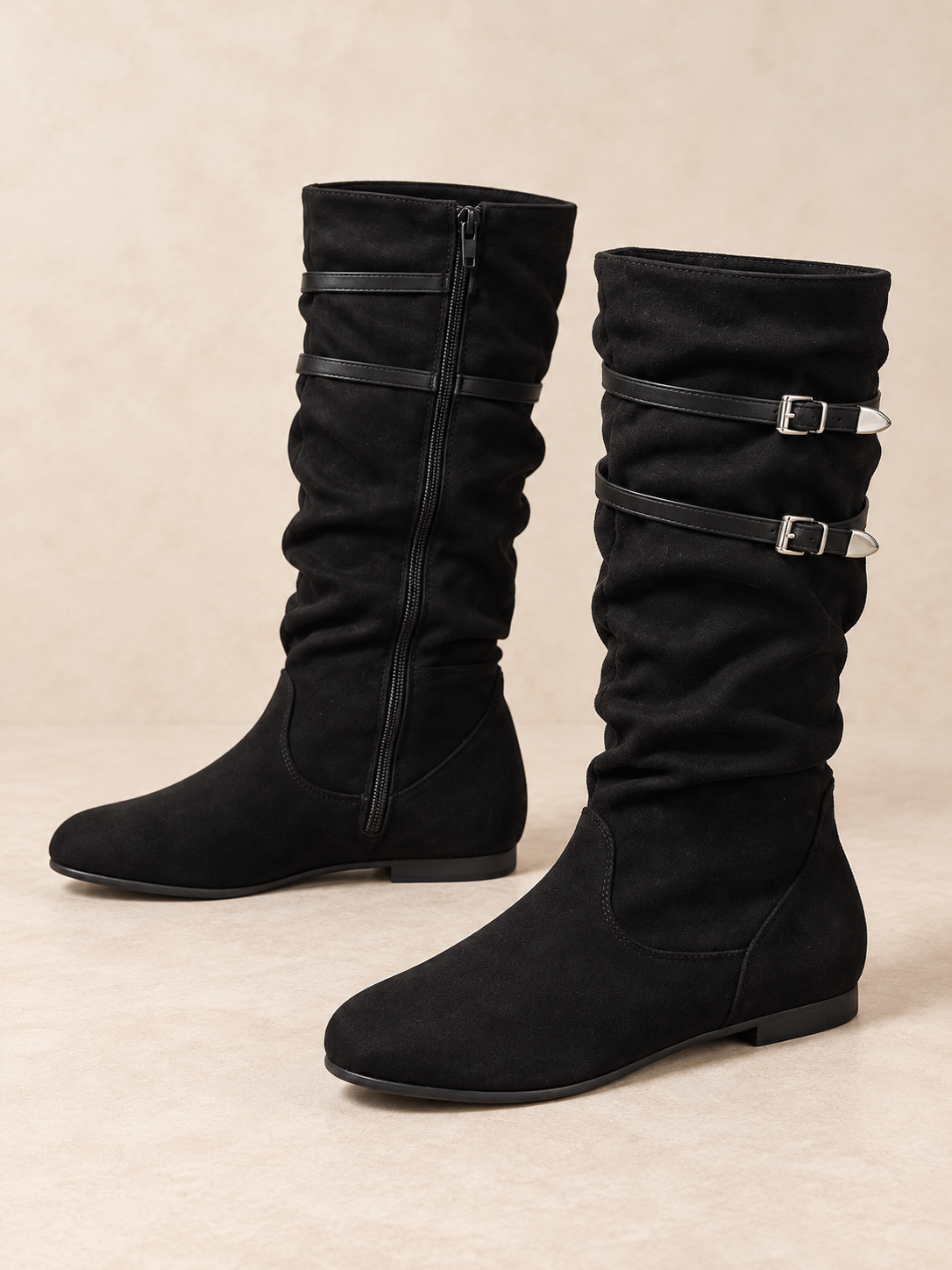 Solène — Suede slouch boots