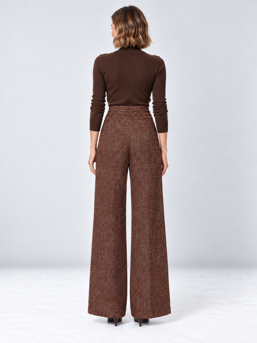 Pantalon large en tweed à double boucle — Emma