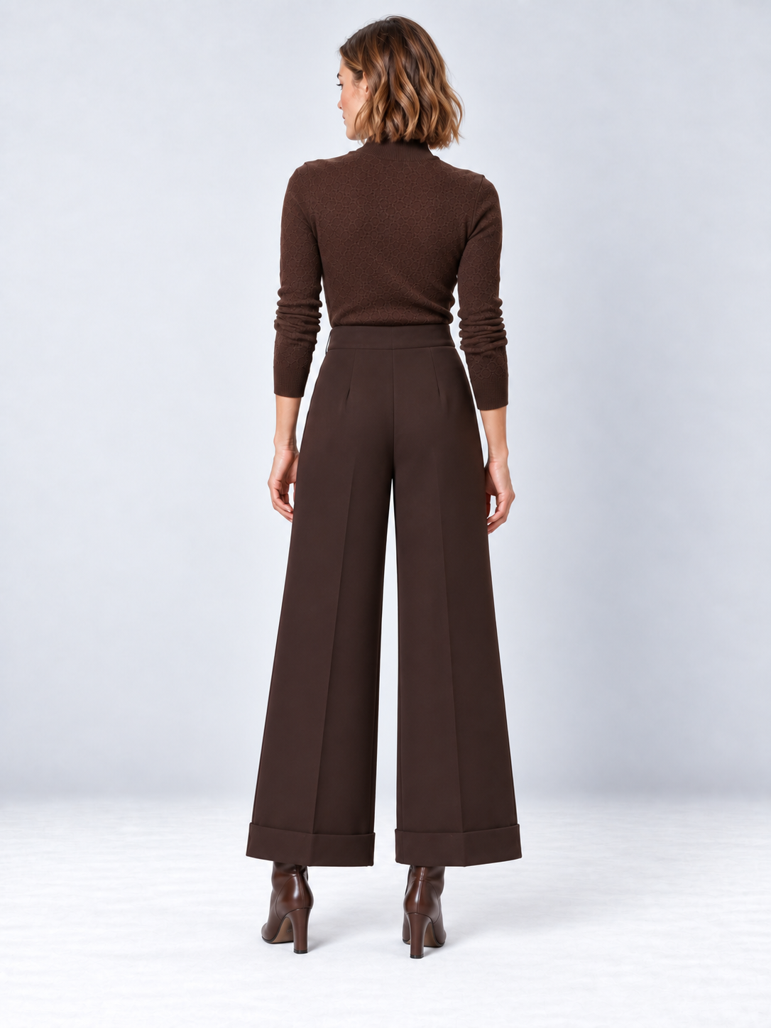Pantalon large à boutons dorés brun expresso — Chloé