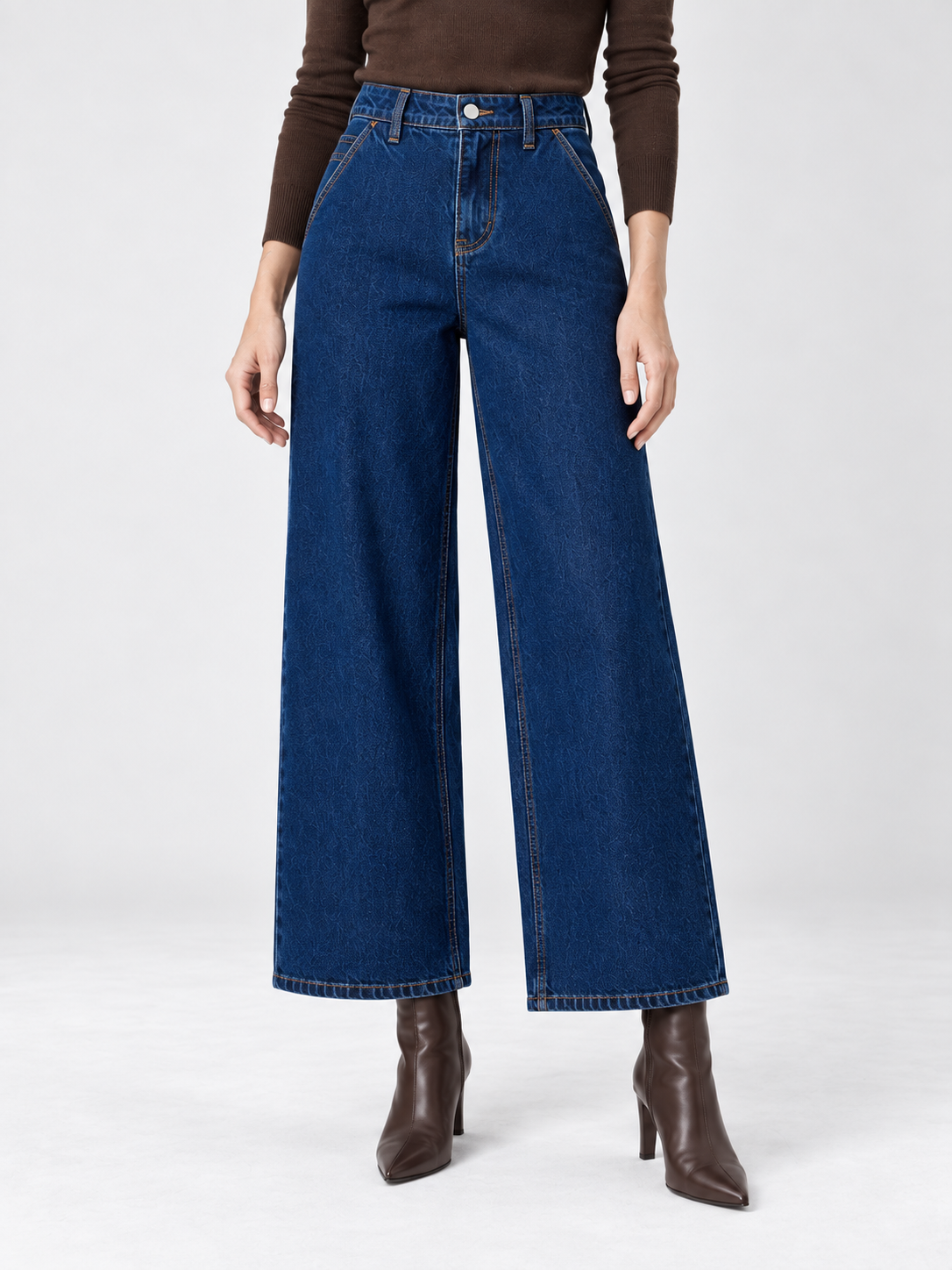 Jeans ampi lunghezza caviglia blu indaco