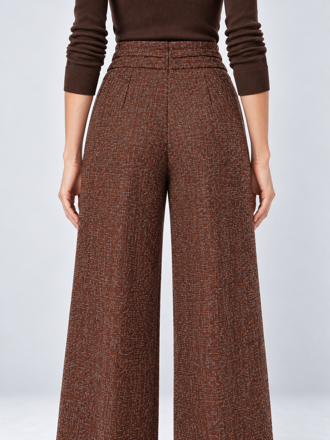 Pantalon large en tweed à double boucle — Emma