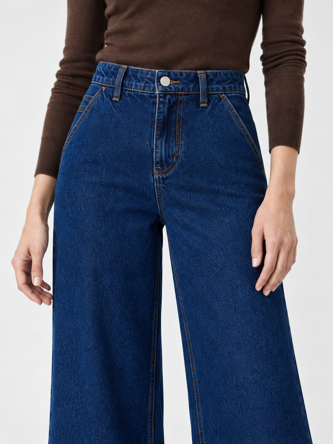 Jeans ampi lunghezza caviglia blu indaco