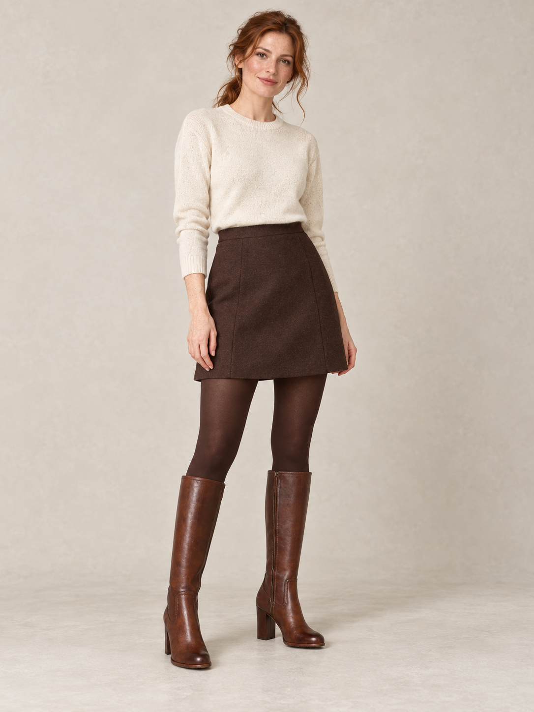 Bottes hautes en cuir à talon bloc — Apolline