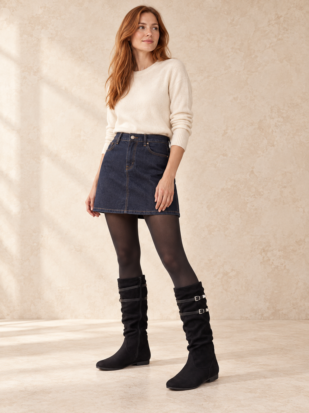 Solène — Suede slouch boots