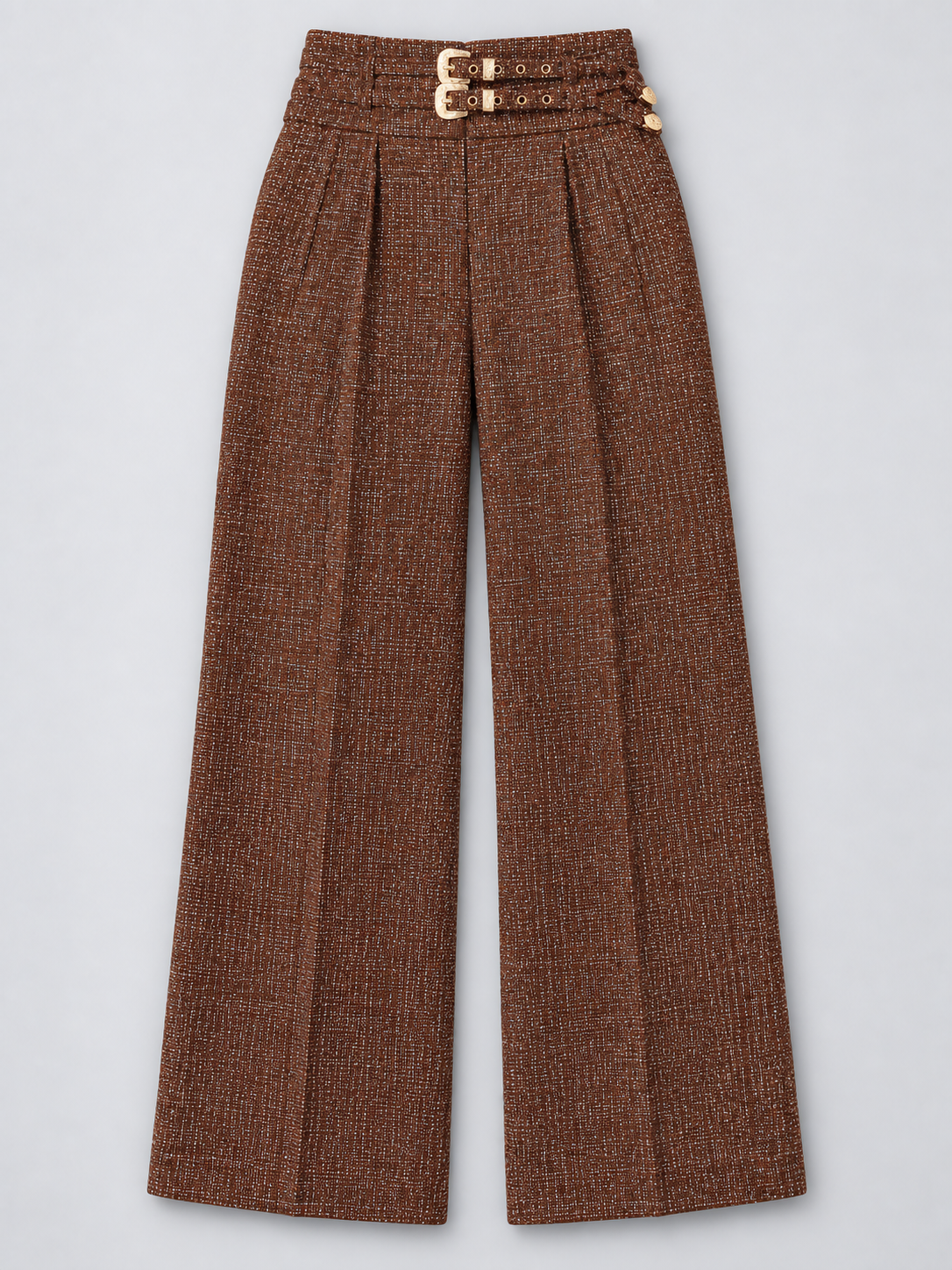 Pantalon large en tweed à double boucle — Emma