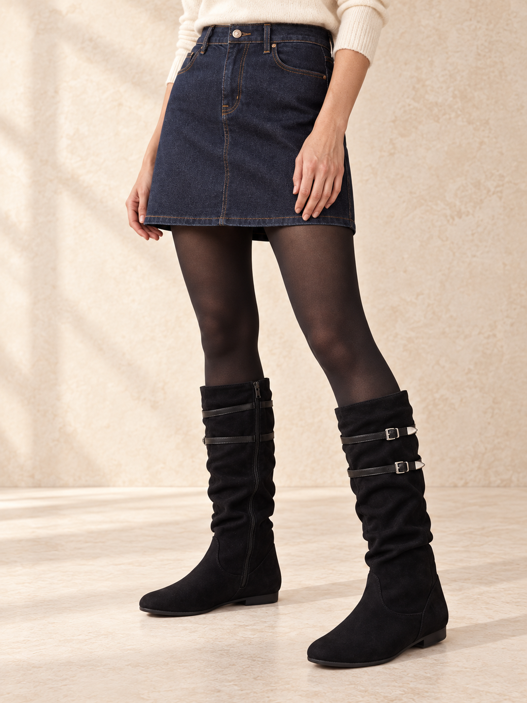 Solène — Suede slouch boots