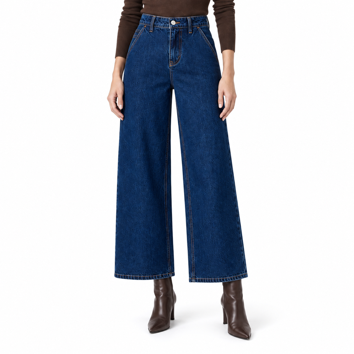 Jeans ampi lunghezza caviglia blu indaco