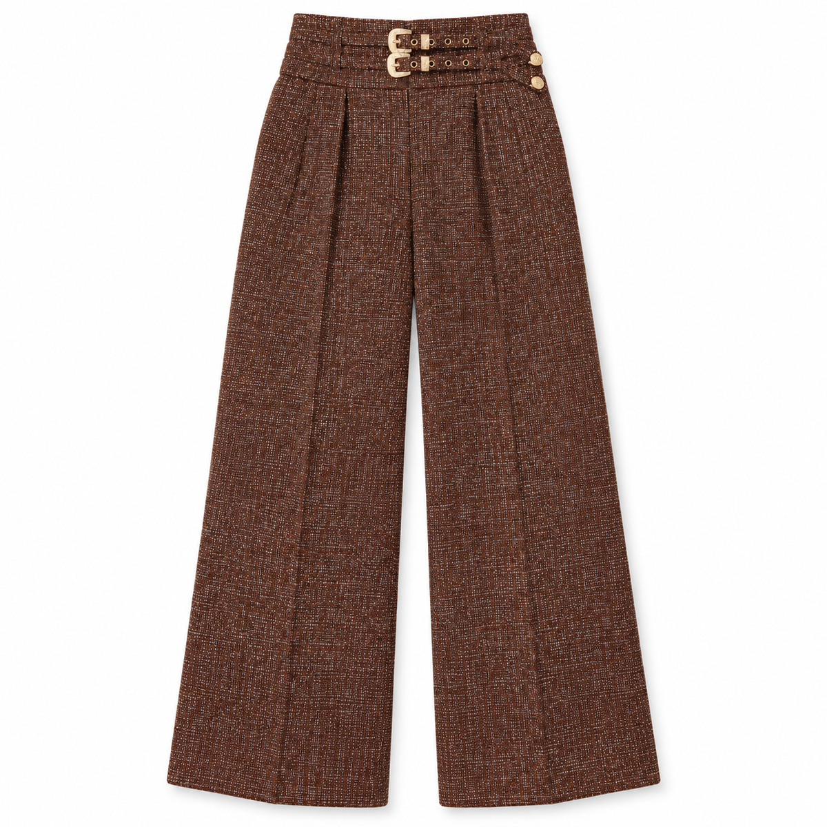 Pantalon large en tweed à double boucle — Emma
