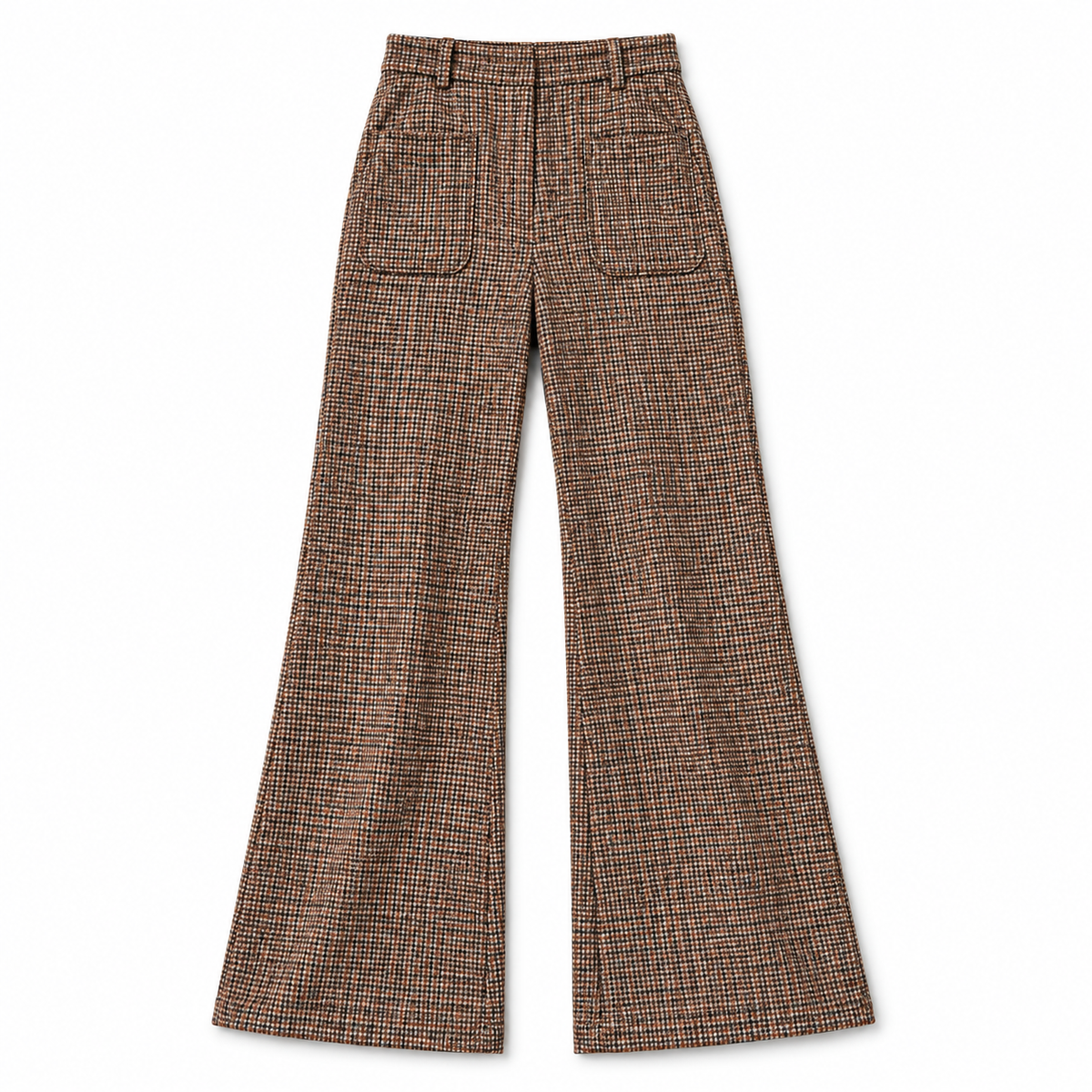 Pantaloni svasati in lana a microquadretti — Ariane