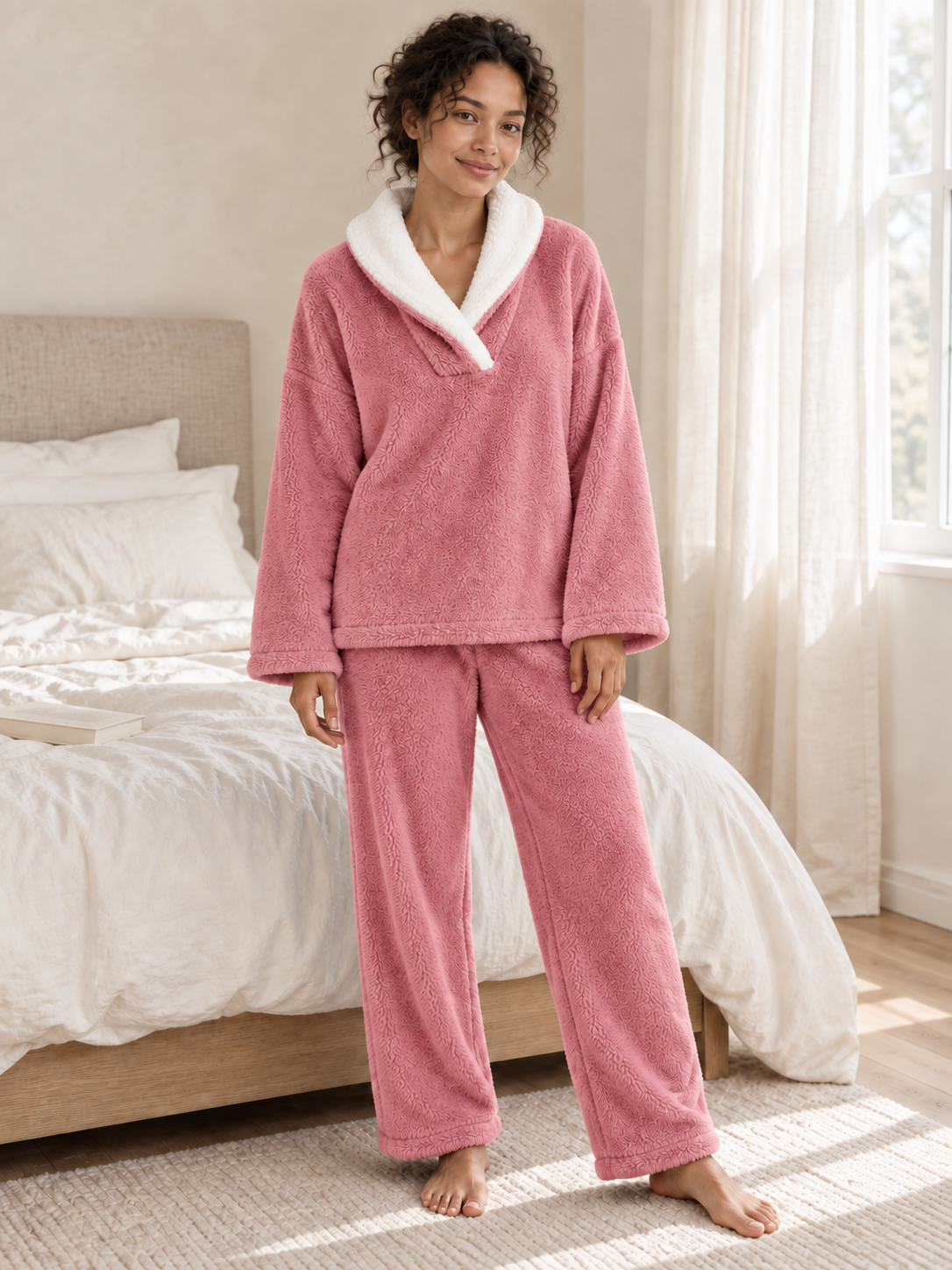 Pyjama polaire 2 pièces à col châle — Lison