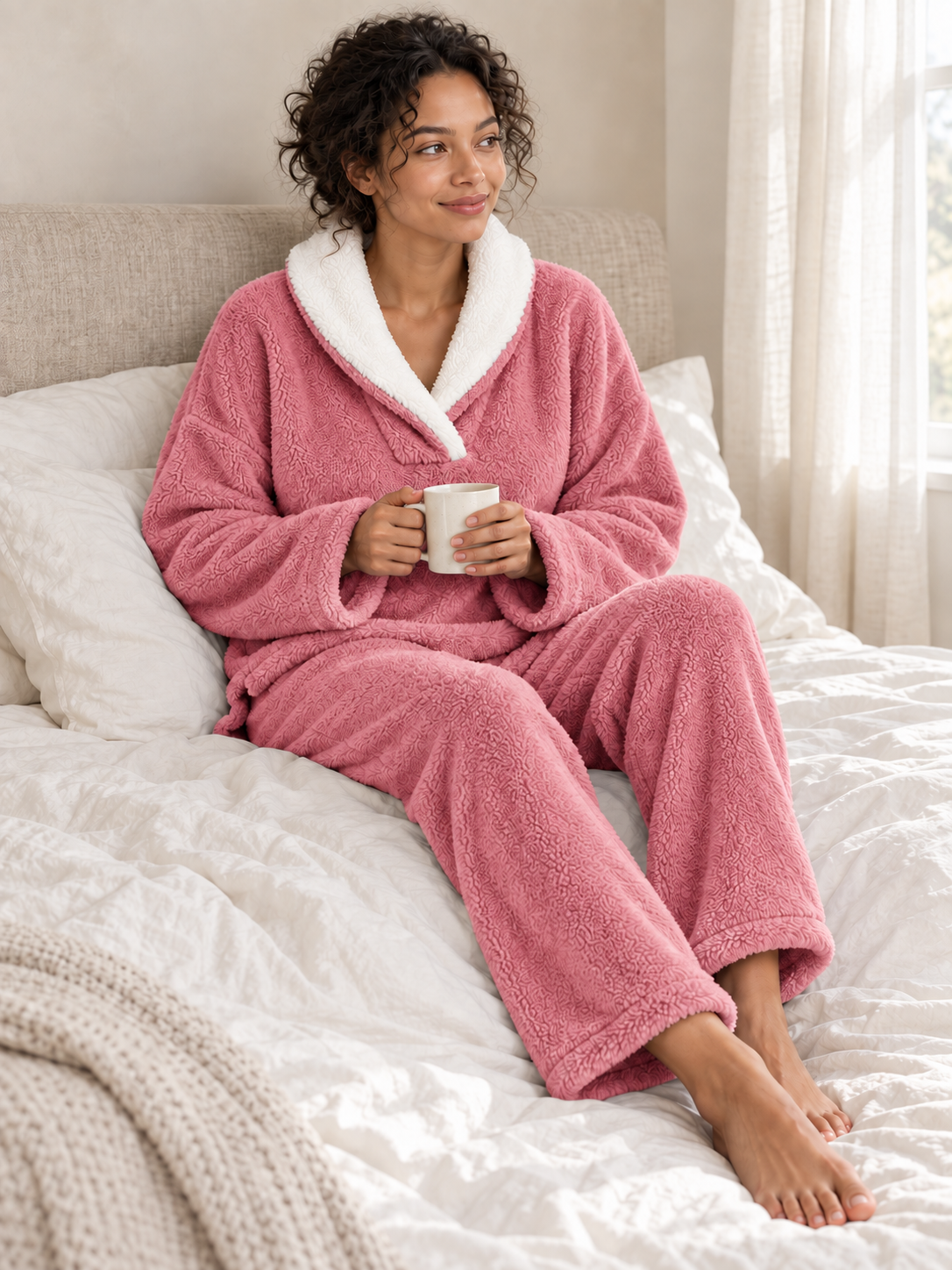 Pyjama polaire 2 pièces à col châle — Lison