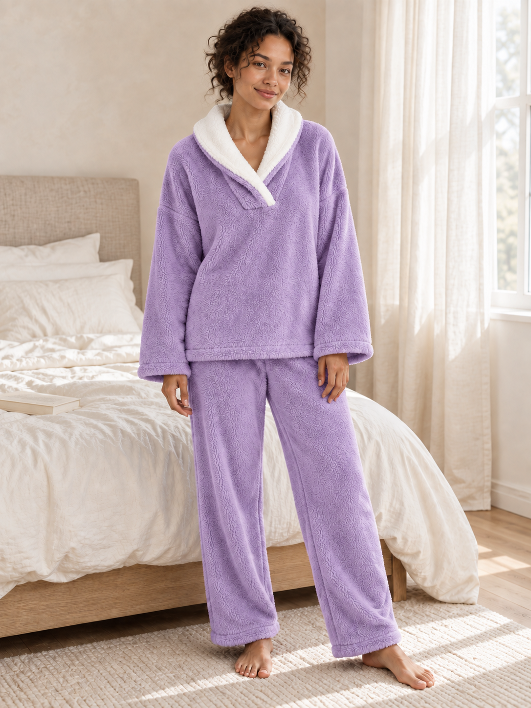 Pyjama polaire 2 pièces à col châle — Lison