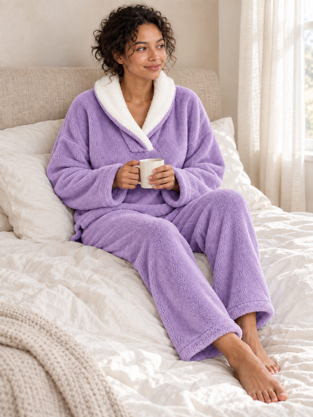 Pyjama polaire 2 pièces à col châle — Lison