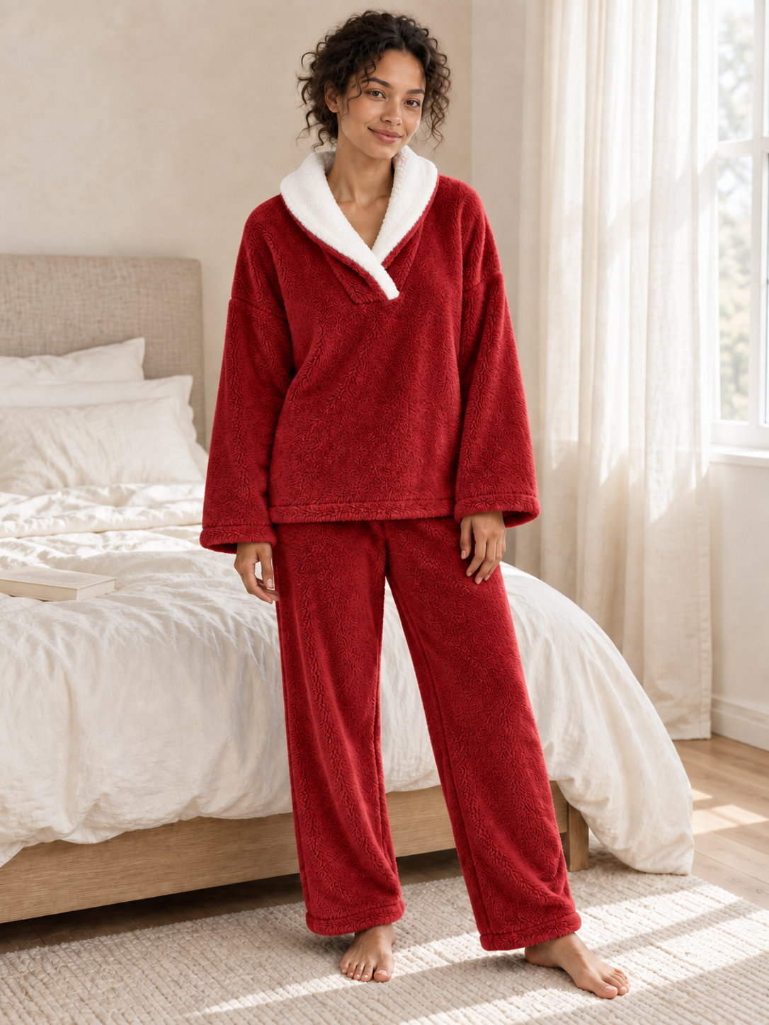 Pyjama polaire 2 pièces à col châle — Lison