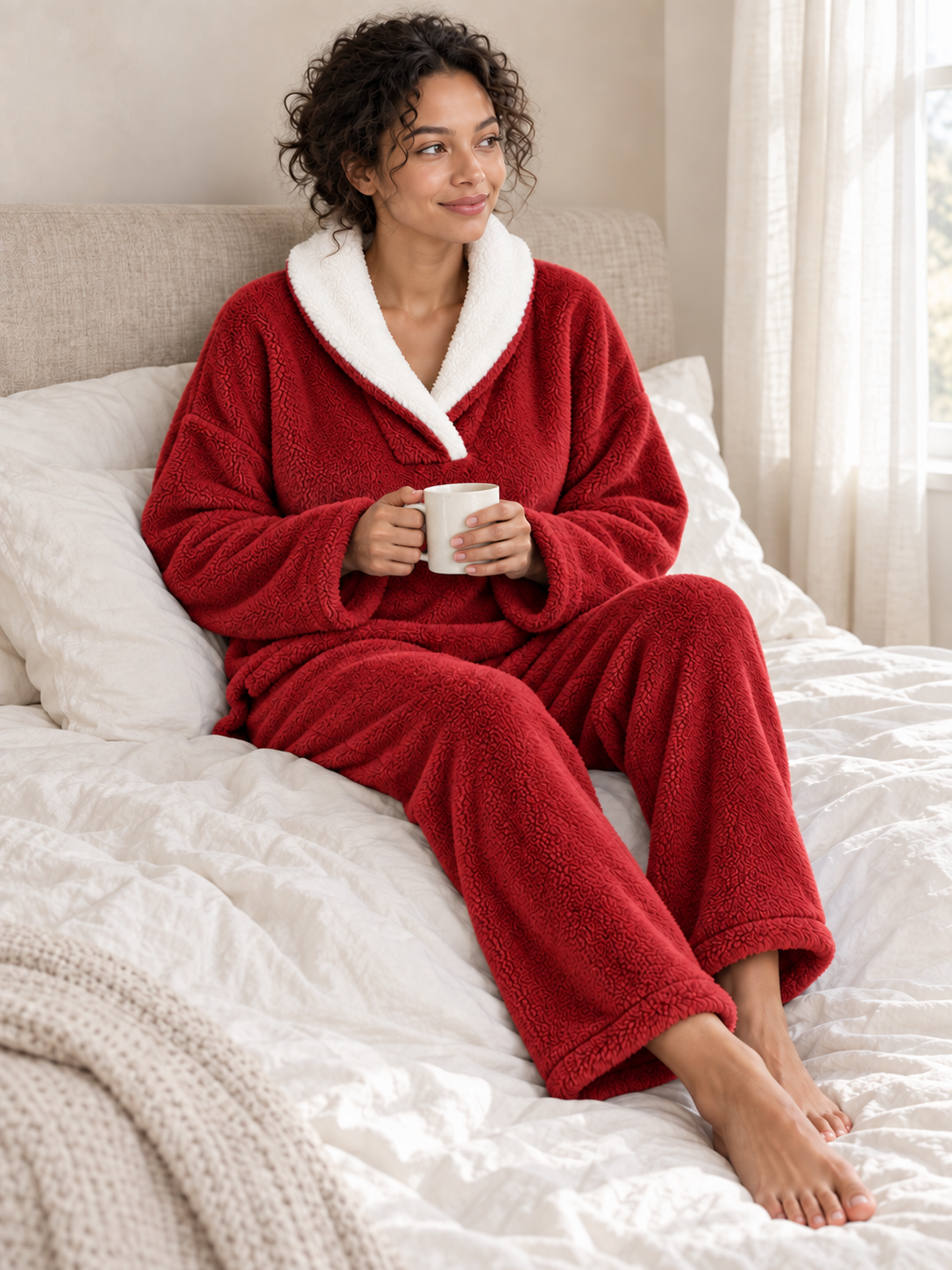 Pyjama polaire 2 pièces à col châle — Lison