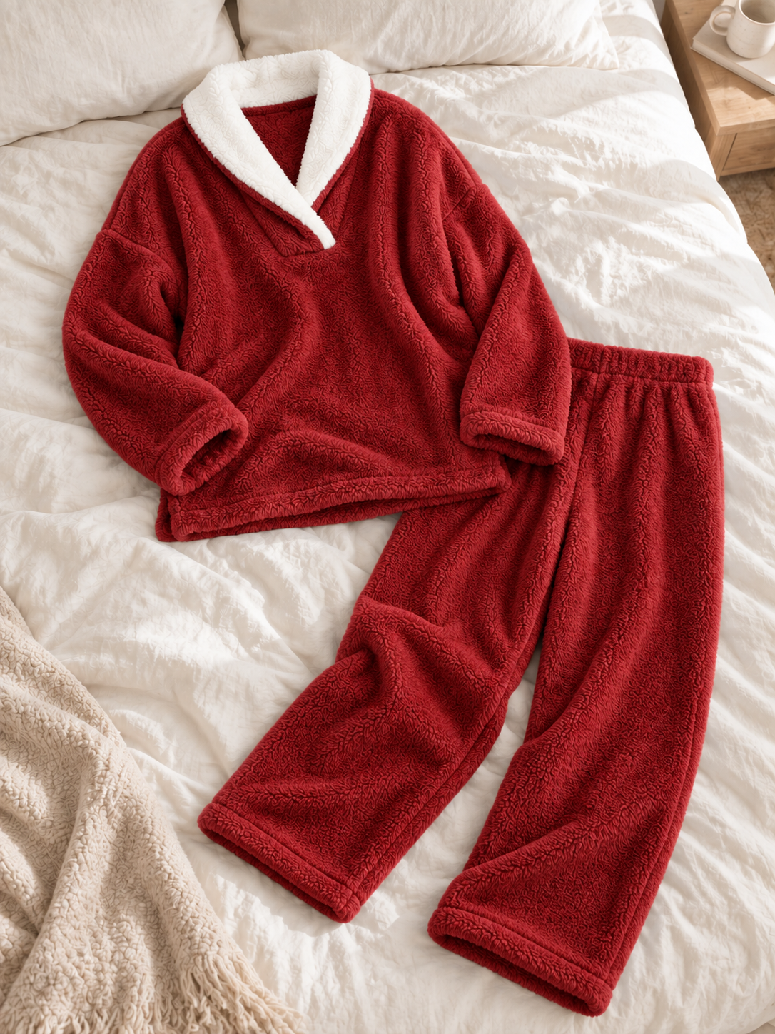 Pyjama polaire 2 pièces à col châle — Lison
