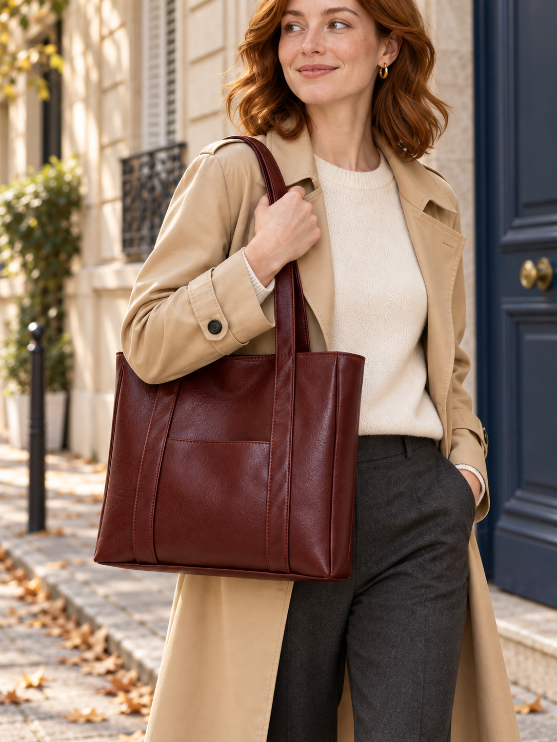 Agathe — Leather tote with clean lines