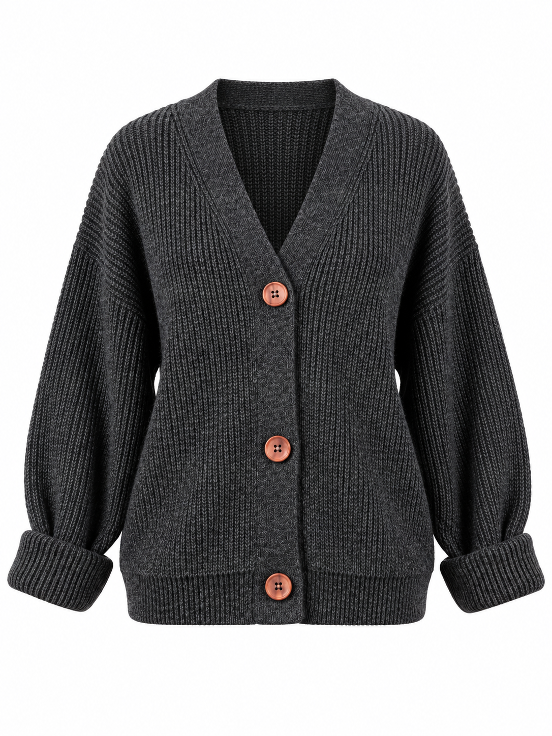 Cardigan en laine à col V et boutons contrastants — Emma