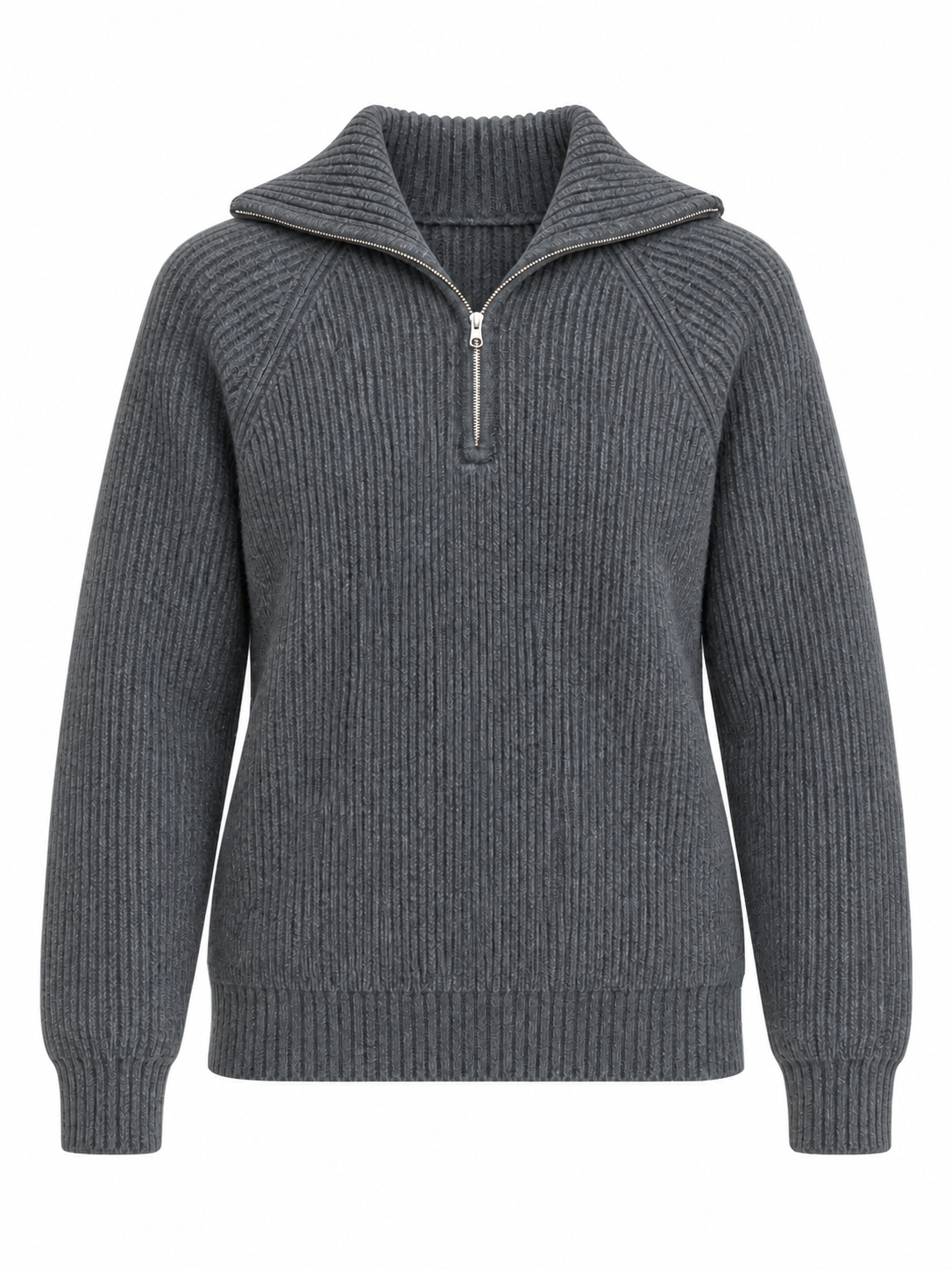 Constance — Ribbed wool sweater with a zip-up collar