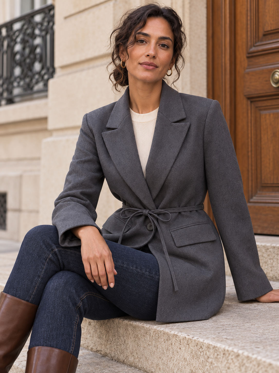 Clarisse — Wool blazer with tie detail