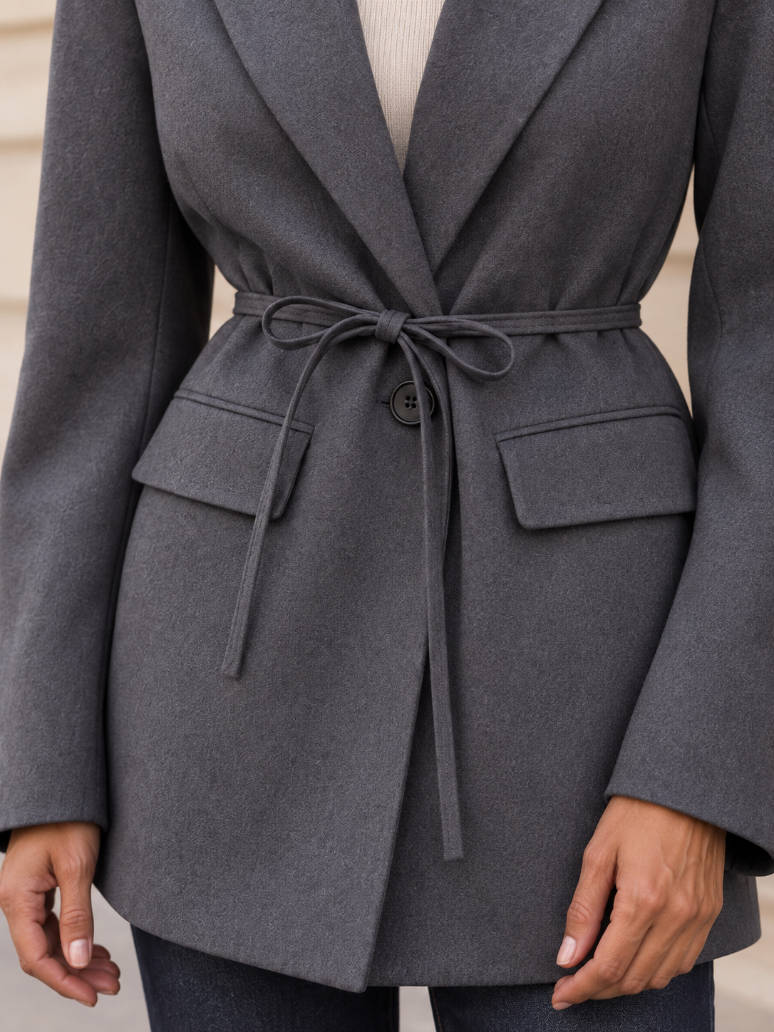 Clarisse — Wool blazer with tie detail