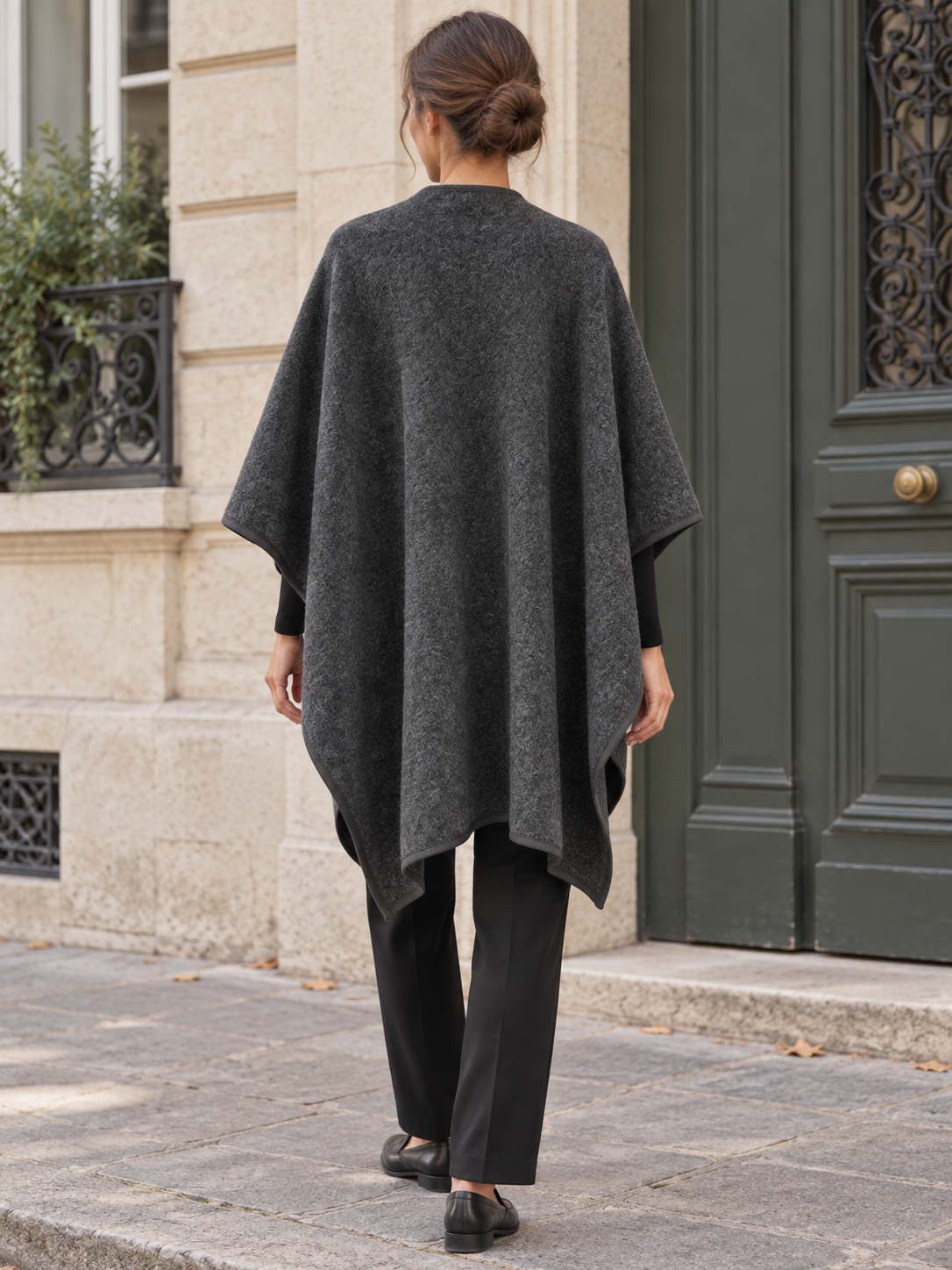 Poncho-châle en coton à passant — Agathe