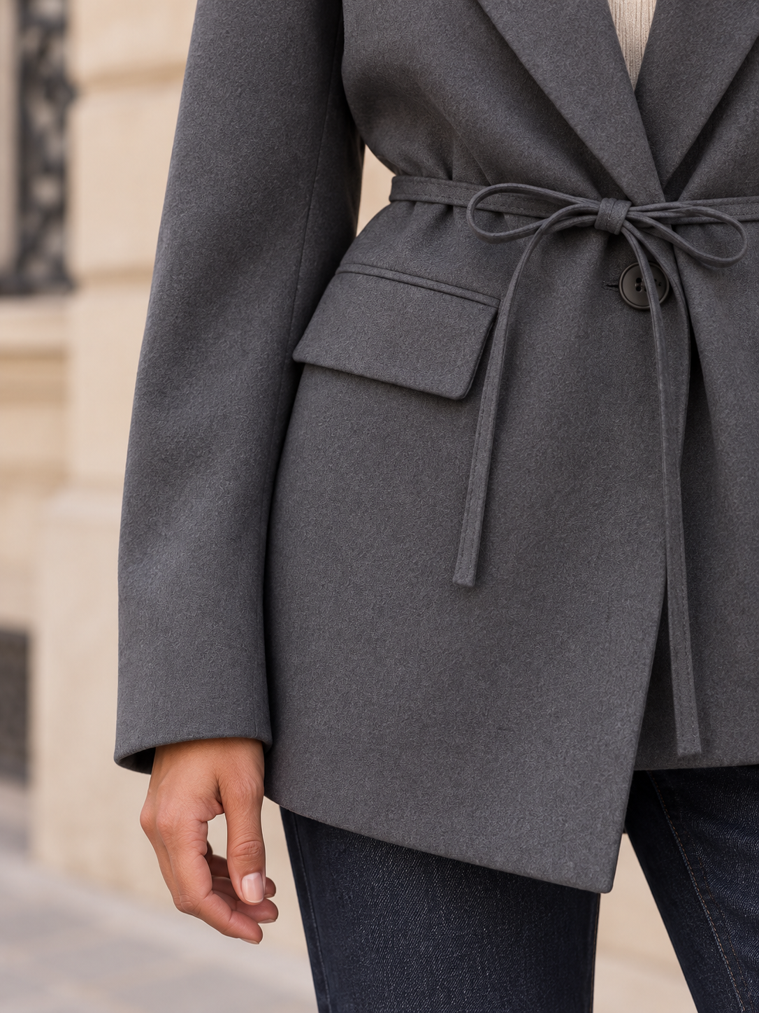 Clarisse — Wool blazer with tie detail