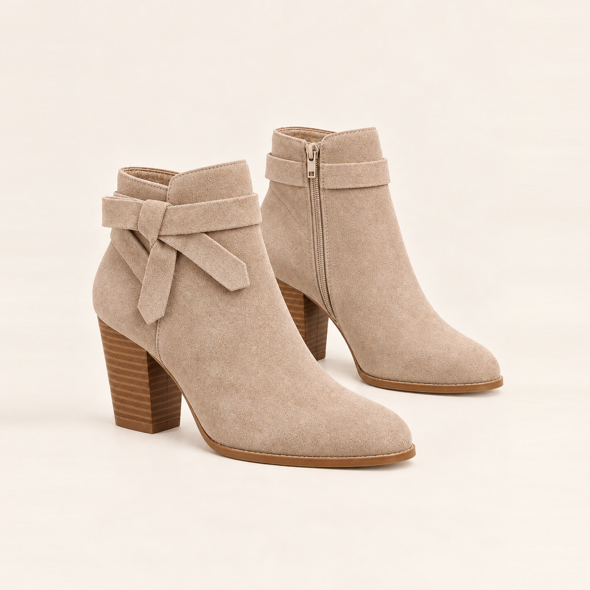 Stivaletti in suede con fiocco laterale — Lucile