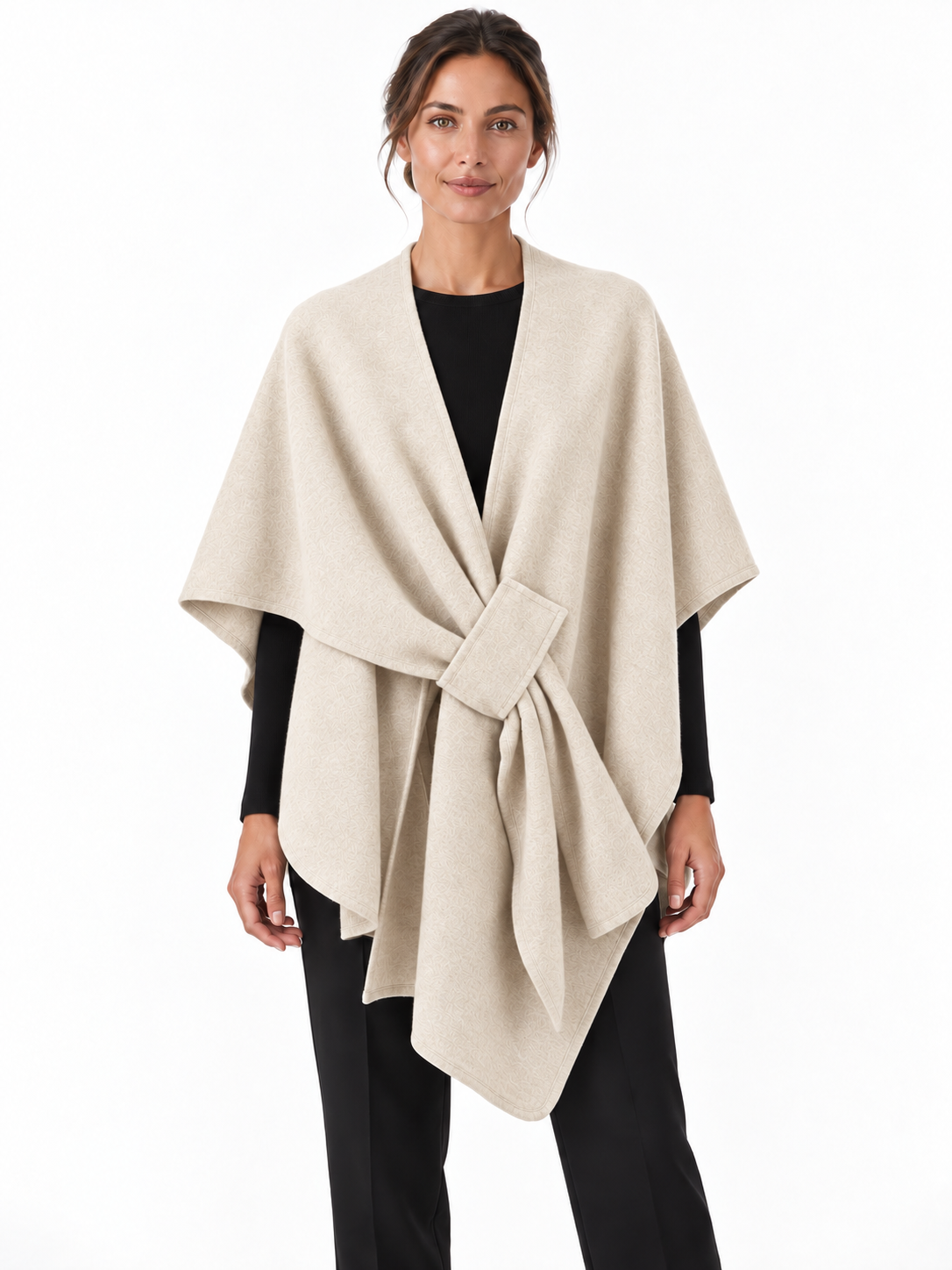 Poncho-châle en coton à passant — Agathe