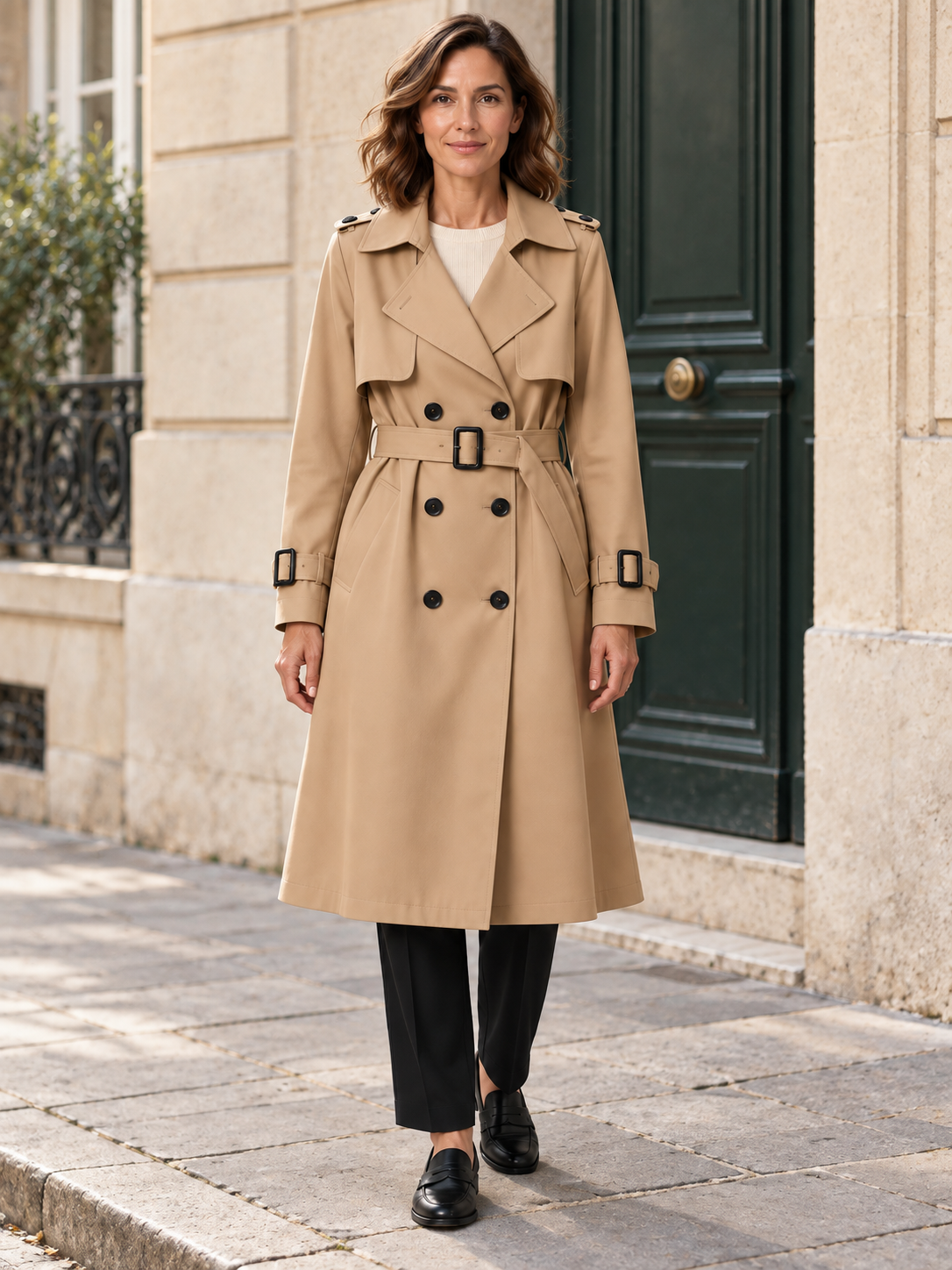 Victoire — Belted mid-length trench coat