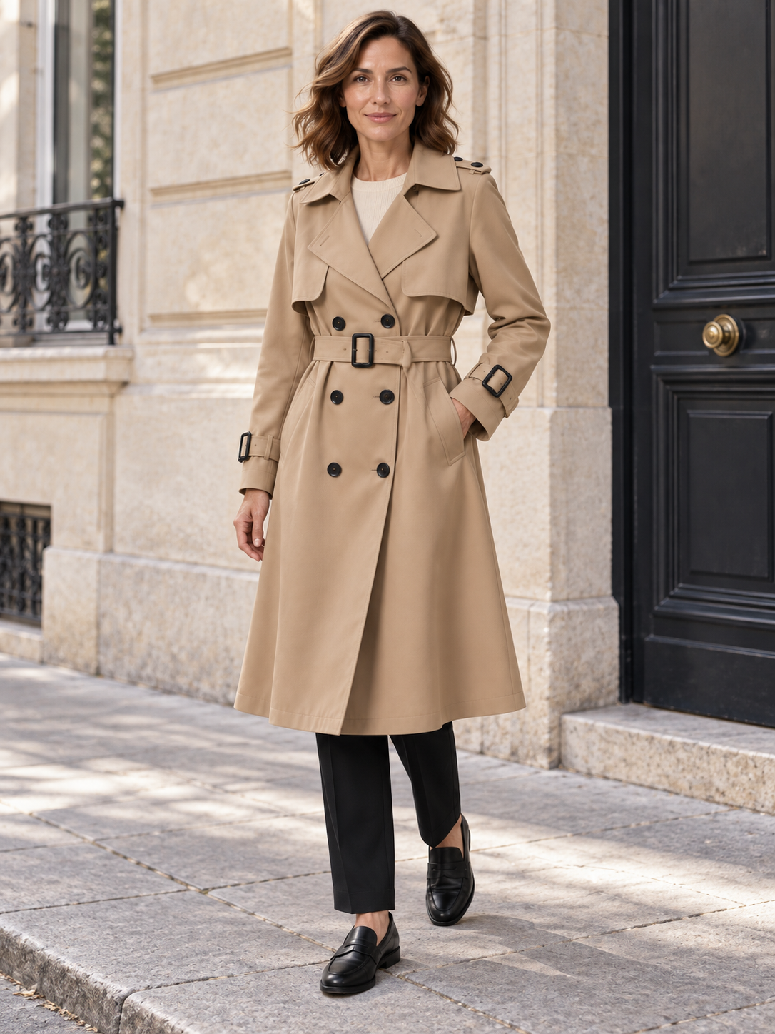 Victoire — Belted mid-length trench coat