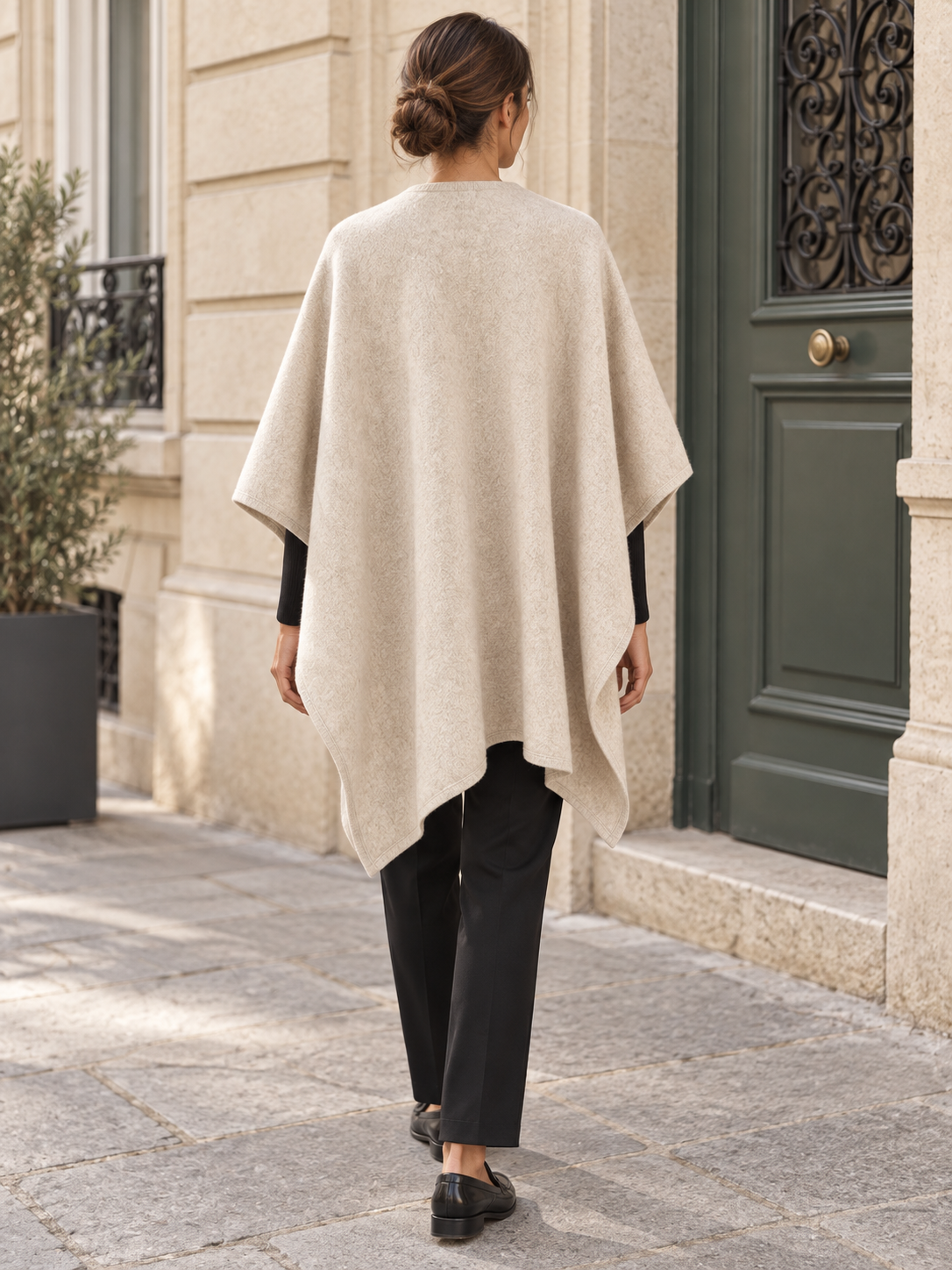 Poncho-châle en coton à passant — Agathe