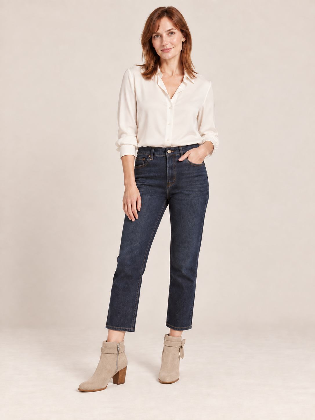 Stivaletti in suede con fiocco laterale — Lucile