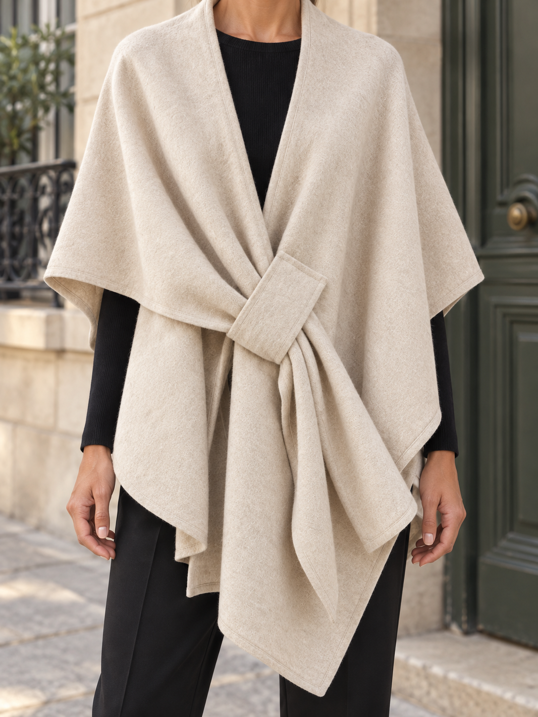 Poncho-châle en coton à passant — Agathe