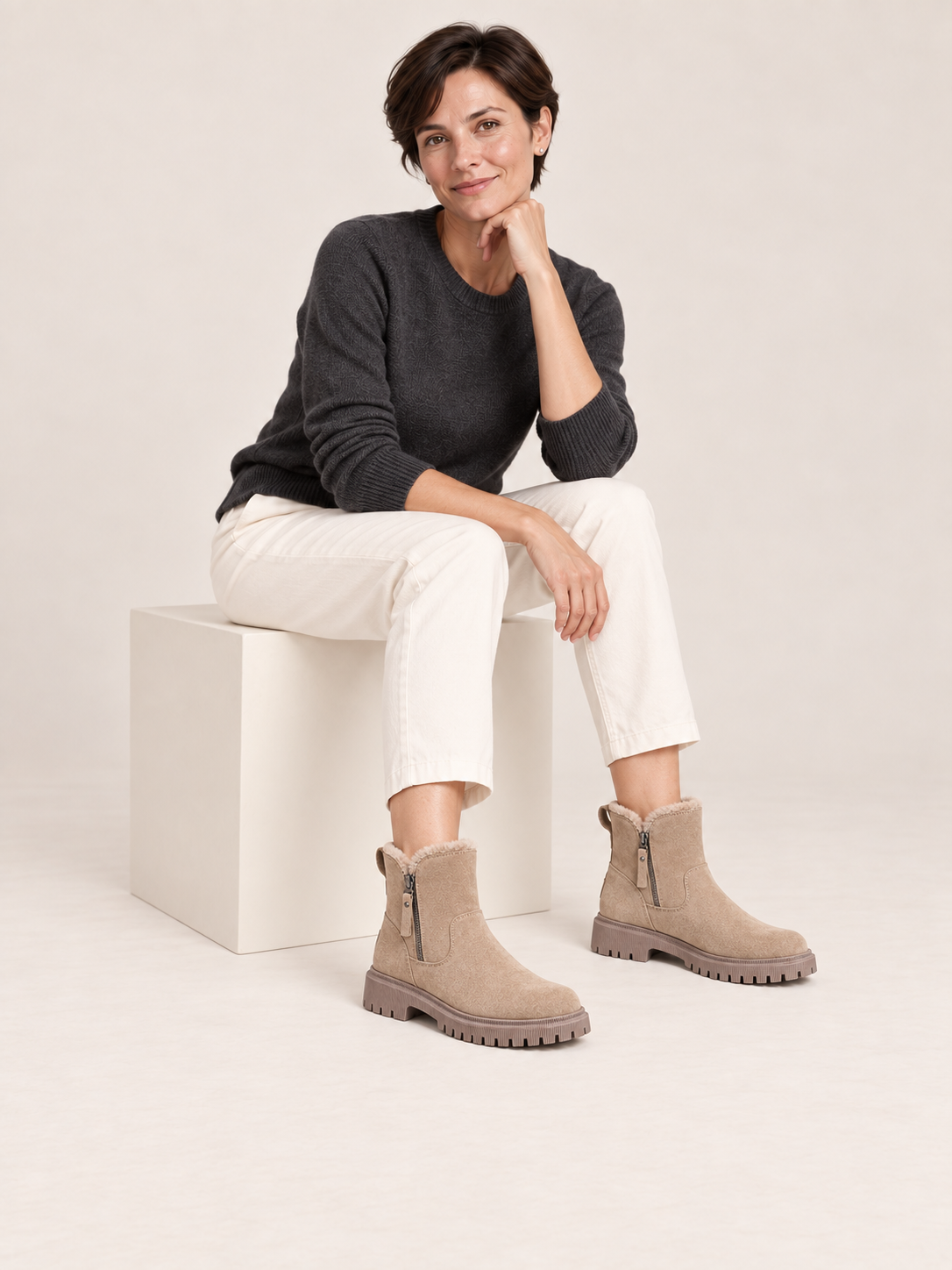 Noémie — Soft-lined faux suede ankle boots