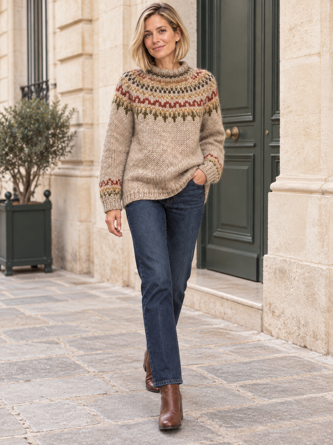 Maglione in lana con motivi jacquard — Adèle