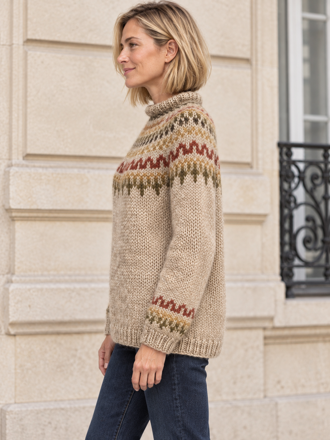 Maglione in lana con motivi jacquard — Adèle
