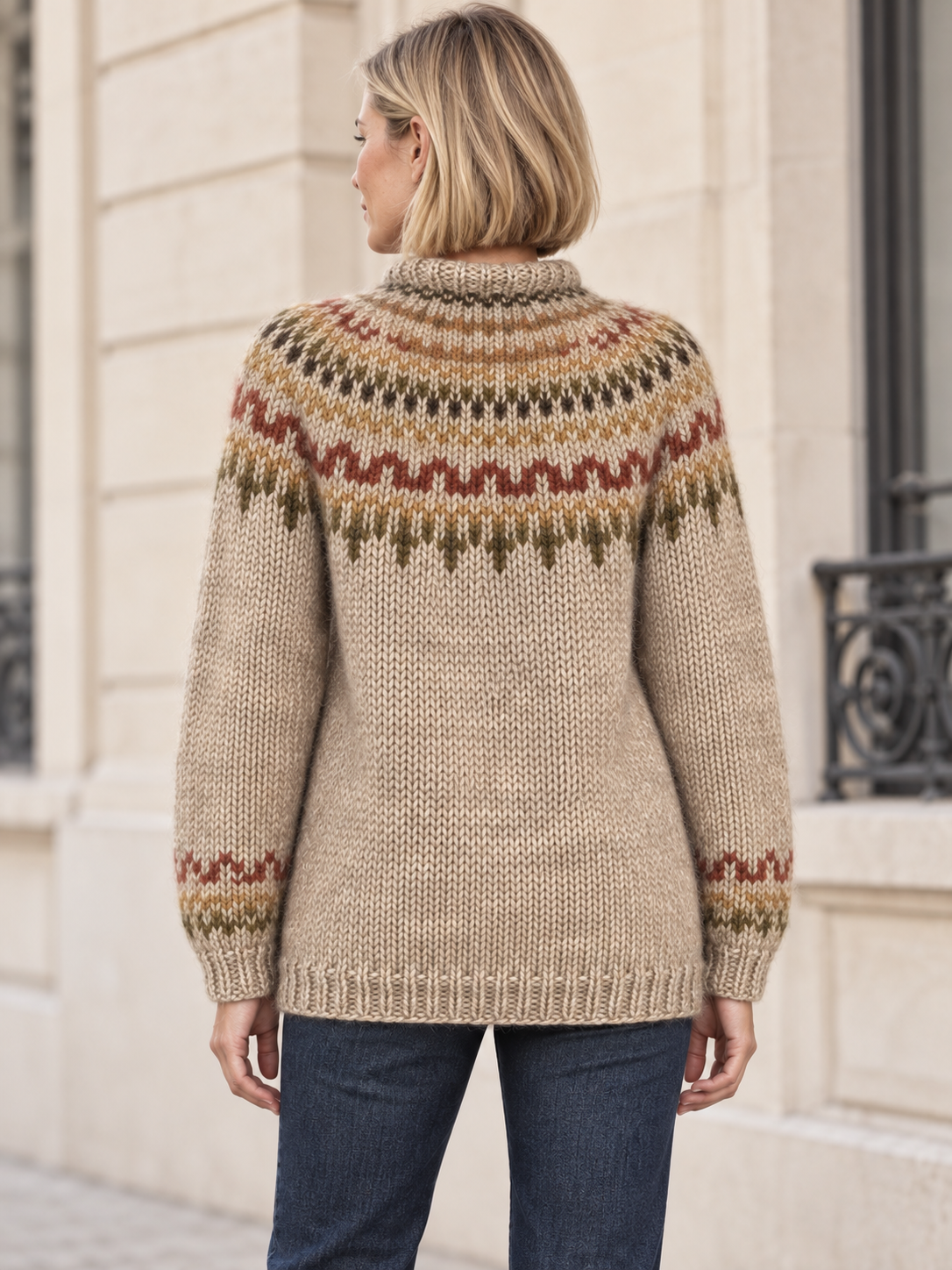 Maglione in lana con motivi jacquard — Adèle